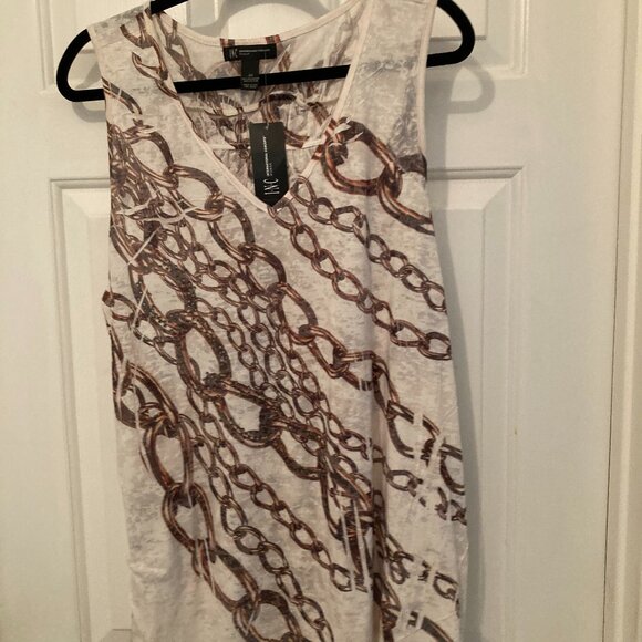 NWT International Concepts Woman Sleeveless Sheer Top - Tan/Brown/Gold Size 3X - Picture 1 of 5